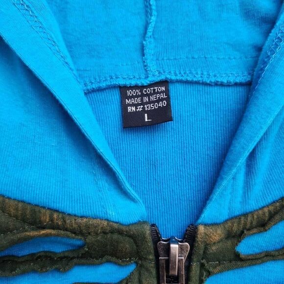 Vintage Y2K Jacket Hoodie Womens Large Boho Hippie Embroidered Duster Made in Ne - Picture 4 of 4